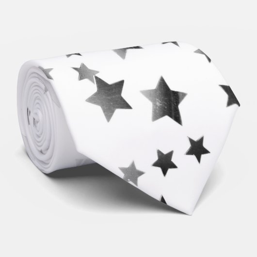 Silbergraue Sterne Krawatte (Gerollt)
