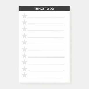 Silbergraue Sterne und schwarze Überschriften Ding Post-it Klebezettel