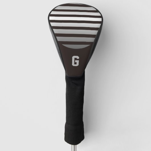 Silbergraue Streifen mit Monogramm Golf Headcover (Vorderseite)