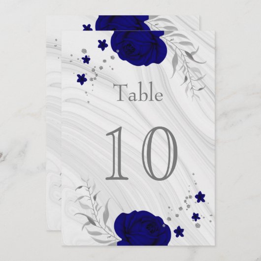 Silbergraue Tischnummer aus römisch-blauem Marmor (Vorne/Hinten)
