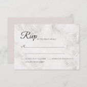 Silbergraue und dusty-rosa Palm Blätter Hochzeit RSVP Karte (Vorne/Hinten)