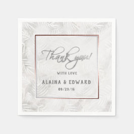 Silbergraue und dusty-rosa Palm Blätter Hochzeit Serviette