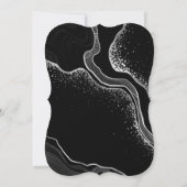 Silbergraue und schwarze Blume botanische Hochzeit Einladung (Rückseite)