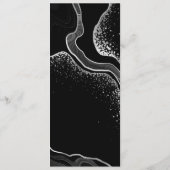 Silbergraue und schwarze Blume Menükarte (Rückseite)