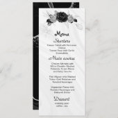 Silbergraue und schwarze Blume Menükarte (Vorne/Hinten)