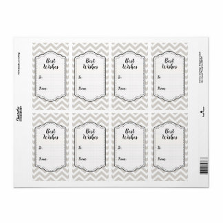 Silbergraue und weiße Chevron-Hochzeitsaufkleber-E