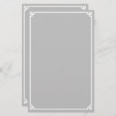 Silbergraue und weiße griechische Schlüsselgrenze Briefpapier (Vorne/Hinten)