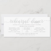 Silbergraue und weiße Kalligraphie Probe Abendesse Einladung (Vorderseite)