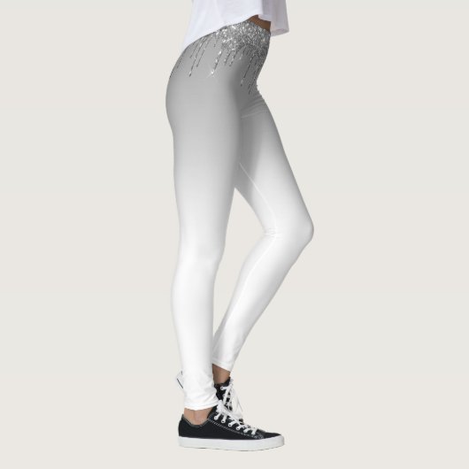 Silbergraue und weiße Leggings Glitzer (Rechts)