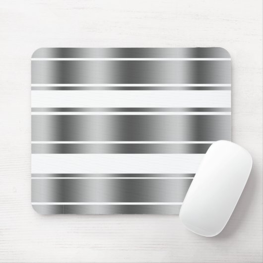 Silbergraue und weiße Streifen Mousepad (Mit Mouse)
