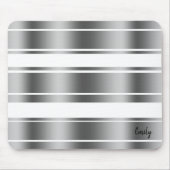 Silbergraue und weiße Streifen Mousepad (Vorne)