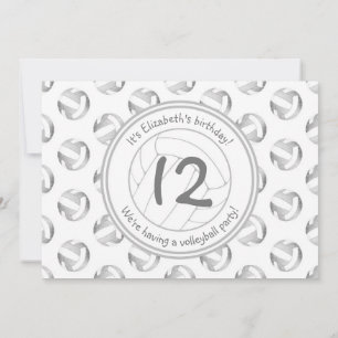 Silbergraue Volleyball-Muster Mädchen Geburtstag Einladung