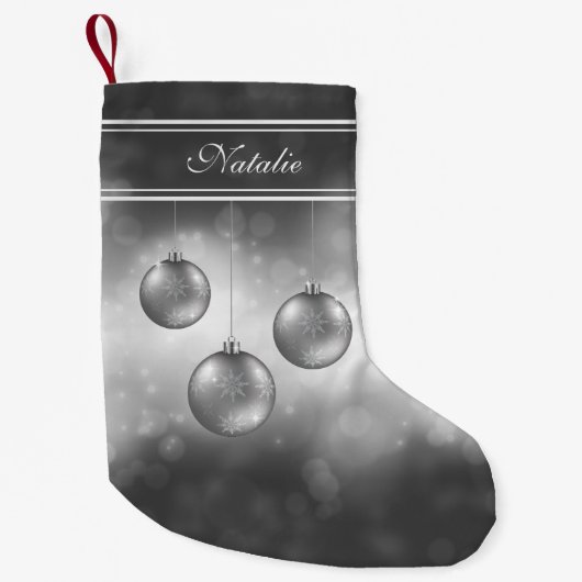 Silbergraue Weihnachtsbaumchen mit Individuelle Na Kleiner Weihnachtsstrumpf (Vorderseite)