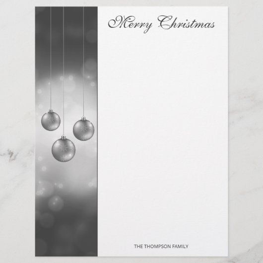 Silbergraue Weihnachtsbaumchen mit individuellem T Briefbogen (Vorderseite)