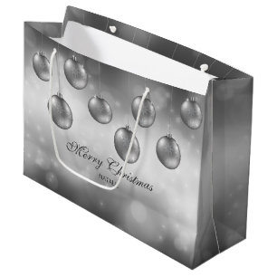 Silbergraue Weihnachtsbaumchen mit individuellem T Große Geschenktüte