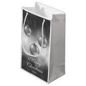 Silbergraue Weihnachtsbaumchen mit individuellem T Kleine Geschenktüte (Rückseite Schrägansicht)