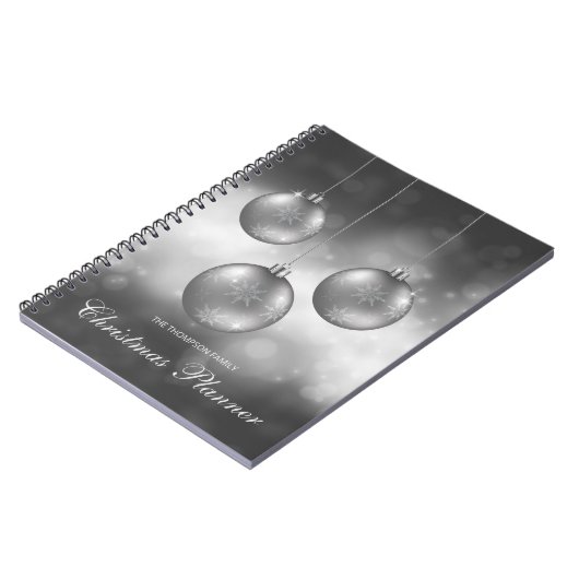 Silbergraue Weihnachtsbaumchen mit individuellem T Notizblock (Linke Seite)