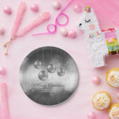 Silbergraue Weihnachtsbaumchen mit individuellem T Pappteller (Party)