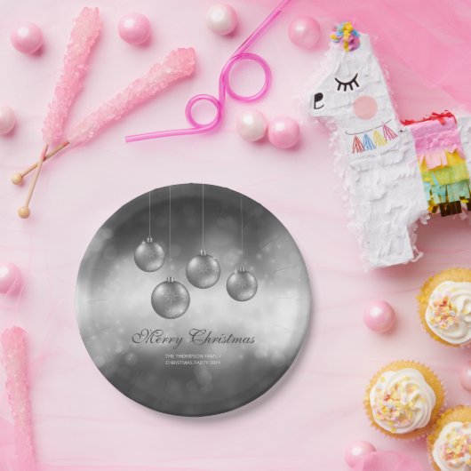 Silbergraue Weihnachtsbaumchen mit individuellem T Pappteller (Party)