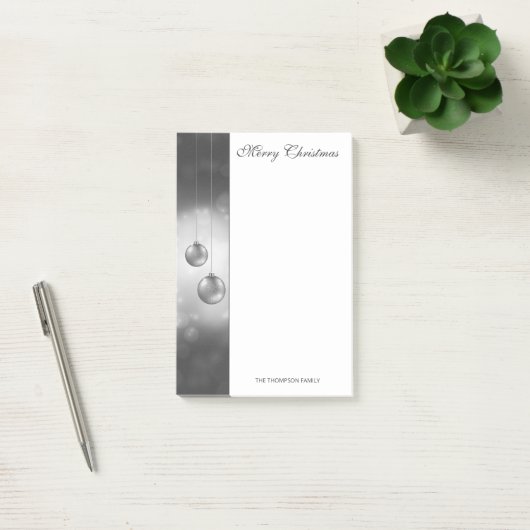 Silbergraue Weihnachtsbaumchen mit individuellem T Post-it Klebezettel (Büro)