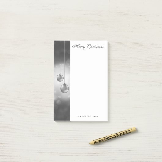 Silbergraue Weihnachtsbaumchen mit individuellem T Post-it Klebezettel (Auf Schreibtisch)