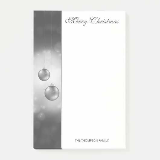 Silbergraue Weihnachtsbaumchen mit individuellem T Post-it Klebezettel (Vorderseite)