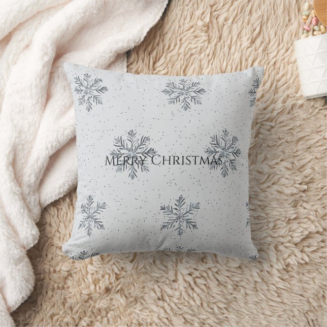 Silbergraue Winter-Schneeflocken Weihnachten Kissen (Decke)