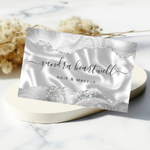 Silbergrauer Achat Glitter Luxus Visitenkarten