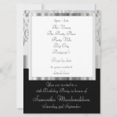 Silbergrauer Damast 16 . Geburtstag Einladung (Rückseite)