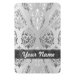 Silbergrauer Damast Magnet