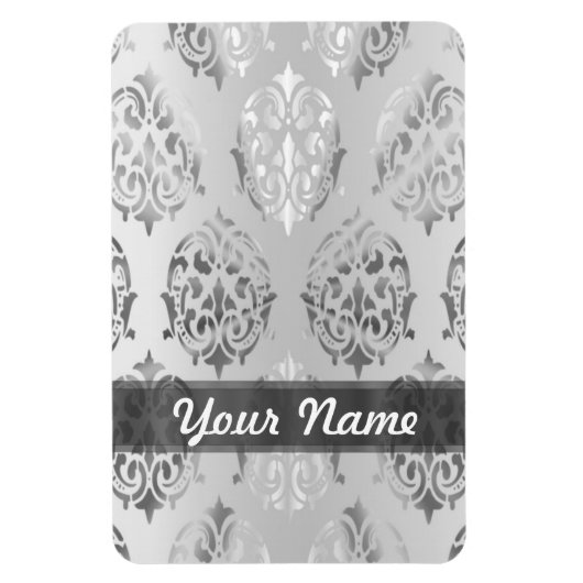 Silbergrauer Damast Magnet (Vertikal)