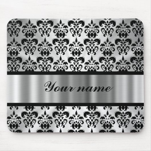 Silbergrauer Damast Mousepad (Vorne)