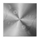 Silbergrauer Edelstahl mit Blumendesign Fliese (Vorderseite)