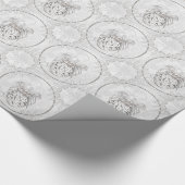 Silbergrauer Filigree Weihnachtsgel des Friedens Geschenkpapier (Ecke)