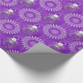 Silbergrauer Filigree Weihnachtsgel des Friedens Geschenkpapier (Ecke)