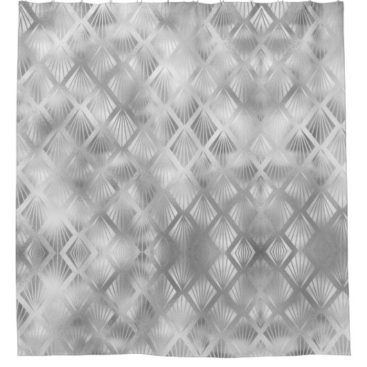 Silbergrauer geometrischer Abstrakter Duschvorhang (Vorderseite)