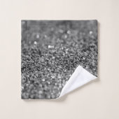 Silbergrauer Glitter Bokeh Glam 2 Badhandtuch Set (Waschlappen)