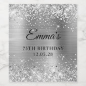 Silbergrauer Glitzer 75. Geburtstag Weinetikett (Einzelnes Label)