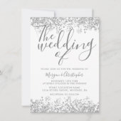 Silbergrauer Glitzer Elegante Moderne Hochzeit Einladung (Vorderseite)