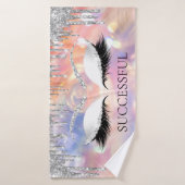 Silbergrauer Glitzer Holograph Auge Makeup Name Badehandtuch (Badehandtuch)