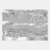 Silbergrauer Glitzer Metallfolienchic Geschenkpapier Set (Vorderseite 2)