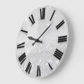 Silbergrauer Glitzer Minimal römische Zahlen Große Wanduhr (Winkel)