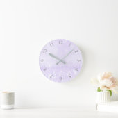 Silbergrauer Glitzer Minimaler Lavendel Lila Runde Wanduhr (Zuhause)