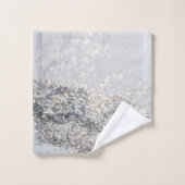 Silbergrauer Glitzer Nr. 2 Badhandtuch Set (Waschlappen)