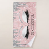 Silbergrauer Glitzer Rosa Auge Makeup Name Badehandtuch (Badehandtuch)