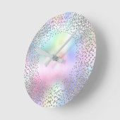 Silbergrauer Metallischer Einhorn Glitzer Rosa Runde Wanduhr (Winkel)