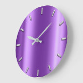 Silbergrauer Minimalismus Amethyst Lila Plum Große Wanduhr (Winkel)