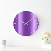 Silbergrauer Minimalismus Amethyst Lila Plum Große Wanduhr (Zuhause)