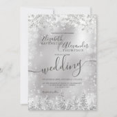 Silbergrauer Pinienwald Weihnachtsfest Einladung (Vorderseite)