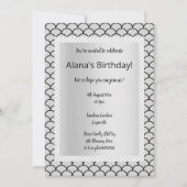 Silbergrauer Streifen Mermaid Party Einladungen (Vorderseite)